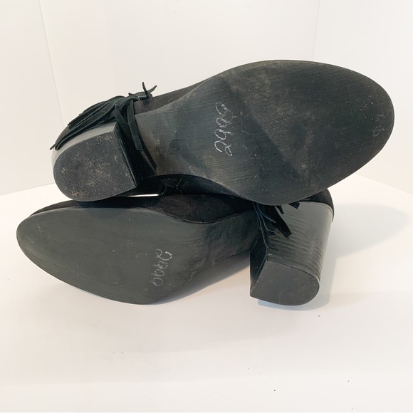 Carlos by Carlos Santana Black Suede Fringe Ankle Boots Size 8.5 - Picture 7 of 9